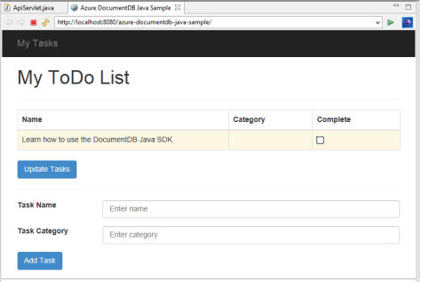 Simple Java Web App for Cosmos DB